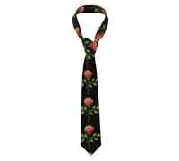 YYHWHJDE Thorn Flame Rose Pattern Men's tie classic style suit cravat suitable for holidays and work