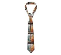 YYHWHJDE Thousand paper cranes on the window Pattern Men's Necktie for Business, Daily Wear, Work, Birthdays, Weddings, Parties, Banquets Easy Care 57X3.1 In