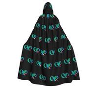 YYHWHJDE Three color love heart Pattern Halloween Adult Hooded Cloak for various party and carnival settings