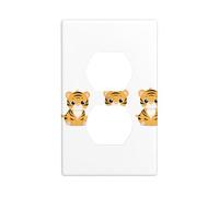 YYHWHJDE Three Cute Little Tigers Pattern Double Socket Wall Panel Decorative is Durable and Suitable for Socket Light Switch Accessories 4.5x2.76in