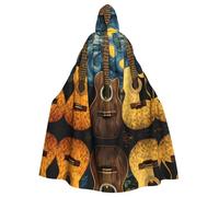 YYHWHJDE Three Guitars Picture Halloween Adult Hooded Cloak for Role-Playing, Costumes, and Theme Parties