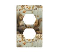 YYHWHJDE Three Little Squirrels Picking Pears Picture Double Socket Wall Panel Decorative is Durable and Suitable for Socket Light Switch Accessories 4.5x2.76in