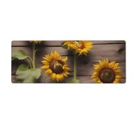 YYHWHJDE Three Sunflowers On Wooden Picture Extra Large Mouse Pad, Computer Office Anti Slip Gaming Keyboard Thickened Version 12x31.5in