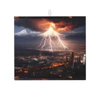 YYHWHJDE Thunderstorm Volcano Printed Kitchen Absorbent pad, Super Absorbent Microfiber, Oversized Anti Slip