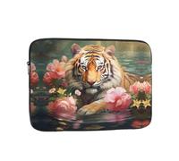 YYHWHJDE Tiger and Lotus Flowers Prints Protective Shockproof Portable Laptop Sleeve Case 10 inch for Men and Women Business Travel, and Office Daily Use