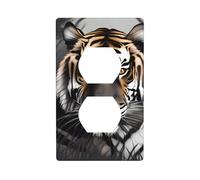 YYHWHJDE Tiger at Rest Picture Double Socket Wall Panel Decorative is Durable and Suitable for Socket Light Switch Accessories 4.5x2.76in
