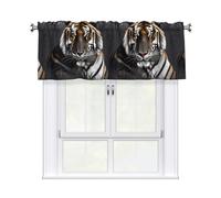 YYHWHJDE Tiger at Rest Prints Kitchen Tier Curtains 54x18 - Peach Skin Window Layers for Soft Light & Easy Style