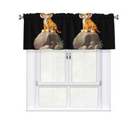YYHWHJDE Tiger Cub On The Rock Prints Kitchen Tier Curtains 54x18 - Peach Skin Window Layers for Soft Light & Easy Style