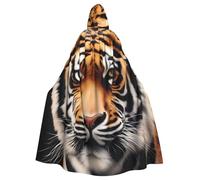 YYHWHJDE Tiger Face Printing Halloween Adult Hooded Cloak for Parties and Costume Events