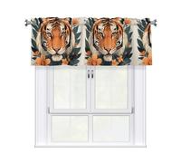 YYHWHJDE Tiger Flower Print Prints Kitchen Tier Curtains 54x18 - Peach Skin Window Layers for Soft Light & Easy Style