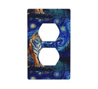 YYHWHJDE Tiger in The Sky Prints Double Socket Wall Panel Electrical Socket Cover Plate Shatter Decoration Durable 4.5x2.76in