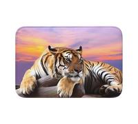 YYHWHJDE Tiger Lying on Wood Prints Hem Mat 40x60 | High-grade Polyester Bath Throw Rug - Fade-Resistant, Non-Slip & Easy Care for Bathrooms & Guest Suites