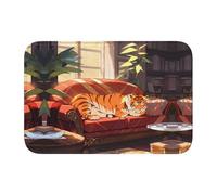 YYHWHJDE Tiger on The Sofa Picture Crystal Velvet Lock Edge Floor mat, Bedroom Carpet, Parlor, Dormitory Home Decoration