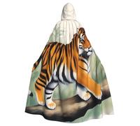 YYHWHJDE Tiger Picture Halloween Adult Hooded Cloak for Role-Playing, Costumes, and Theme Parties