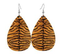 YYHWHJDE Tiger Skin Prints Teardrop Leather Earrings - Lightweight Dangle Earrings for Women, Vivid Faux Leather Drops with Silver Plated Hooks, Chic Jewelry for Parties & Gifts