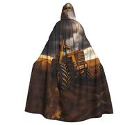 YYHWHJDE Tractor in the field Prints Adult Hooded Cloak is a super large, comfortable, and durable Halloween hooded poncho