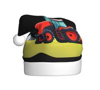 YYHWHJDE Tractor under the mountain Prints Christmas Hat for Adult Making It a Fun and Durable Gift for Men and Women