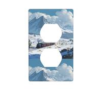 YYHWHJDE Train Under The Snowy Mountains Pattern Double Socket Wall Panel Decorative for Residential and Commercial Areas 4.5x2.76in