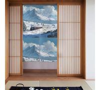 YYHWHJDE Train under the snowy mountains Prints Curtain two Pieces Spliced 34x56in Fabric curtains, room dividers for Hanging Between Rooms, at Doorways