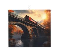 YYHWHJDE Trains On The Bridge Printed Kitchen Absorbent pad, Super Absorbent Microfiber, Oversized Anti Slip