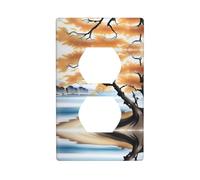 YYHWHJDE Tree at The Water's Edge Pattern Double Socket Wall Panel Decorative is Durable and Suitable for Socket Light Switch Accessories 4.5x2.76in