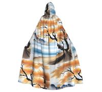 YYHWHJDE Tree at the Water's Edge Pattern Halloween Adult Hooded Cloak for various party and carnival settings
