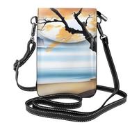 YYHWHJDE Tree at the Water's Edge Picture Ladies' mobile phone with leather foreskin, crossbody flip cover, small adjustable shoulder strap