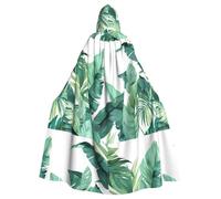 YYHWHJDE tropical banana palm leaves Pattern Halloween Adult Hooded Cloak for various party and carnival settings