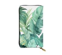 YYHWHJDE tropical banana palm leaves Printed Leather long clutch wallet Designed for fashion girls and women stylish and personalized 7.48 x 4.13 in, Black, One Size
