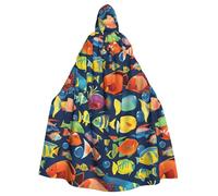 YYHWHJDE Tropical Fish Pattern Halloween Adult Hooded Cloak for various party and carnival settings