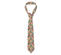 YYHWHJDE tropical flower and corgi Prints Men's tie classic style suit cravat suitable for holidays and work