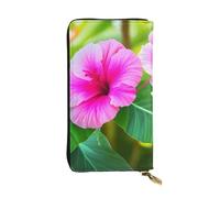 YYHWHJDE Tropical Hibiscus Flower Printing Quality Leather Long Clutch Wallet Designed for Fashion Girls and Women Stylish 7.48 x 4.13 in