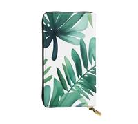 YYHWHJDE Tropical Palm Tree Leaves Watercolor Printing Quality Leather Long Clutch Wallet Designed for Fashion Girls and Women Stylish 7.48 x 4.13 in