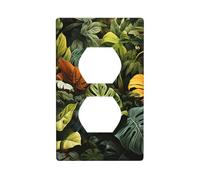 YYHWHJDE Tropical Rainforest Palm Leaves Picture Double Socket Wall Panel Decorative is Durable and Suitable for Socket Light Switch Accessories 4.5x2.76in