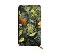 YYHWHJDE Tropical Rainforest Palm Leaves Picture Quality Leather Long Clutch Wallet Designed for Fashion Girls and Women Stylish 7.48 x 4.13 in