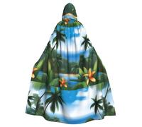 YYHWHJDE Tropical Sky Ecology Pattern Halloween Adult Hooded Cape Cloak No Zipper, Comfortable For Costume Parties