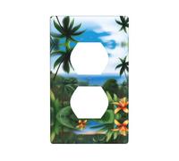 YYHWHJDE Tropical Sky Ecology Picture Double Socket Wall Panel Electrical Socket Cover Plate is Shatter Resistant and Durable 4.5x2.76in
