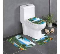 YYHWHJDE Tropical Sky Ecology Picture Three Piece Set of Bathroom Floor mats, Bathroom Shower mats, Anti Slip Quick Drying