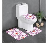 YYHWHJDE Turning The Octagonal Flower Picture Three Piece Set of Bathroom Floor mats, Bathroom Shower mats, Anti Slip Quick Drying