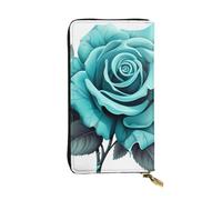 YYHWHJDE turquoise grey rose Printed Leather long clutch wallet Designed for fashion girls and women stylish and personalized 7.48 x 4.13 in, Black, One Size