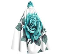 YYHWHJDE turquoise grey rose Printing Halloween Adult Hooded Cloak for Parties and Costume Events