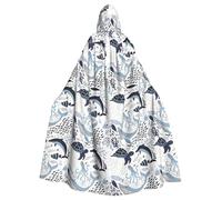 YYHWHJDE Turtle Octopus Pattern Ocean Theme Prints Hooded Cloak - Long Cosplay Throw for Halloween & Costume Parties