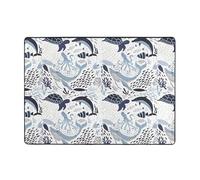 YYHWHJDE Turtle Octopus Pattern Ocean Theme Prints Plush Non-Slip Floor Mat 80x58in - Well-Crafted Comfort for Your Home Oasis