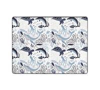 YYHWHJDE Turtle Octopus Pattern Ocean Theme Prints Well-crafted Non-Slip Rugs 63x48in - Ultra Soft & Absorbent Throw for Living Room, Bedroom, Office Comfort