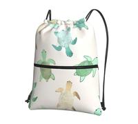 YYHWHJDE Turtle write Prints Drawstring Zipper Backpack - Lightweight Water-Resistant Gym Bag for Travel, Yoga, and Everyday Adventures