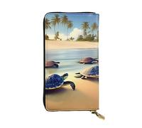 YYHWHJDE turtles on the beach Pattern Leather long clutch wallet Designed for fashion girls and women stylish and personalized 7.48 x 4.13 in, Black, One Size
