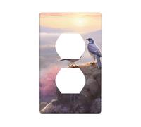 YYHWHJDE Two Birds on a Rock Picture Double Socket Wall Panel Decorative is Durable and Suitable for Socket Light Switch Accessories 4.5x2.76in