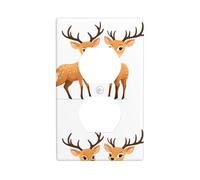 YYHWHJDE Two Cute sika Deer Picture Double Socket Wall Panel Decorative is Durable and Suitable for Socket Light Switch Accessories 4.5x2.76in