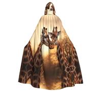 YYHWHJDE Two giraffes Pattern Halloween Adult Hooded Cloak for various party and carnival settings