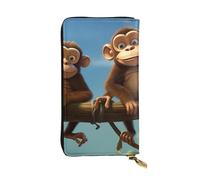 YYHWHJDE Two Monkeys Printed Leather long clutch wallet Designed for fashion girls and women stylish and personalized 7.48 x 4.13 in, Black, One Size